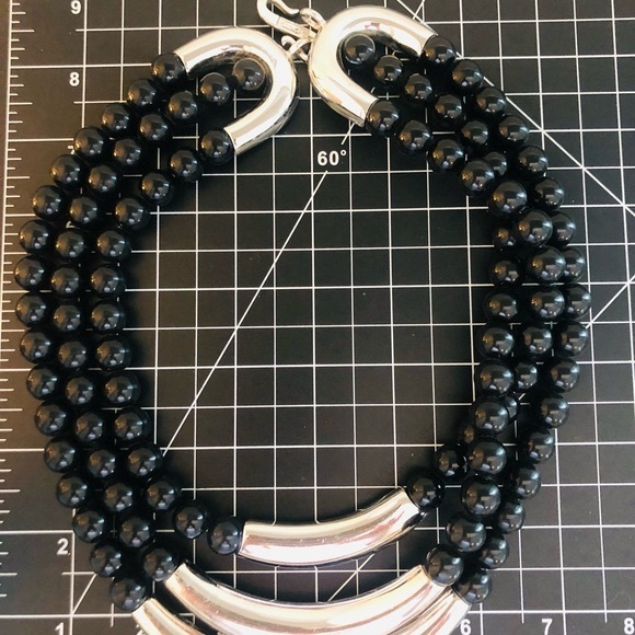 Vintage Designer ALEXIS KIRK Modernist Black Statement Necklace - Picture 4 of 16